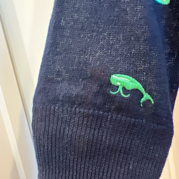 J. Crew Navy Knit with Green embroidered whales xs - Picture 3 of 9